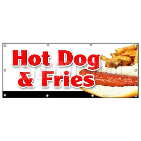 Signmission HOT DOG & FRIES COMBO BANNER SIGN all beef french franks meal deal B-96 Hot Dogs & Fries Combo